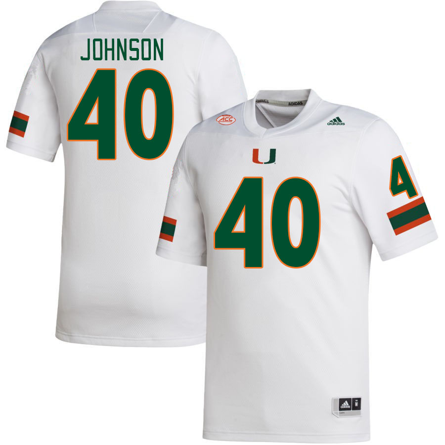 #40 Caleb Johnson Miami Hurricanes Jerseys Football Stitched-White